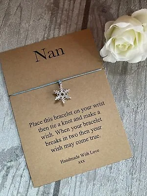 Nan Wish Bracelet/ Blue Snowflake /family Present/gift/ Sentiment/gift • £2.95