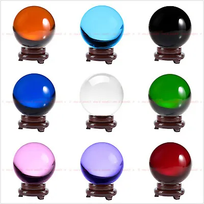Fashion Crystal Meditation Divination Sphere Crystal Ball With Wood Stand • $11.69