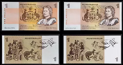 1979 Australia 2 X $1 Dollar Knight/Stone Banknotes Extremely Fine+ - 10a • $7.50