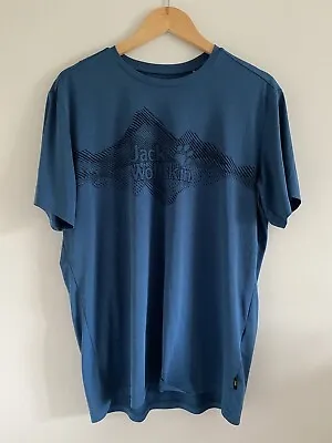 Jack Wolfskin Men's Crosstrail Graphic T-Shirt Top Blue XL Walking Hiking Etc. • £18.99