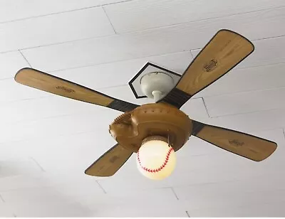 Hunter Baseball Single Ceiling Fan-Light Globe 4 Blades Mounts And Hardware • $249.99