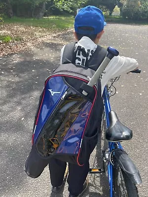 Mizuno Baseball Backpack  Bag Carry Case Blue Black 1 Bat For Kids Junior • $150