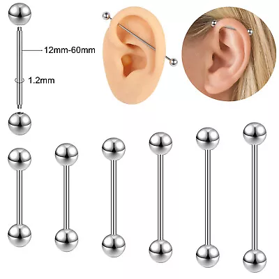 1 Pc Stainless Steel Long Industrial Piercing Barbell Cartilage Earrings Jewelry • $3.89