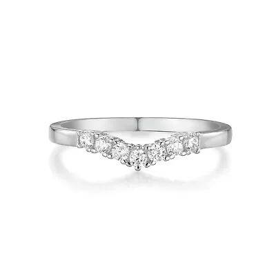 Ladies Solid Sterling 925 Silver White Sapphire Wishbone Ring Size J To U • £12.55