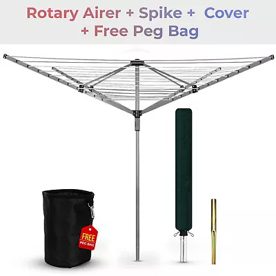 40M/50M/26M Rotary Airers Heavy Duty 4/5 Arms Garden Washing Line Outdoor Dryer • £38.71