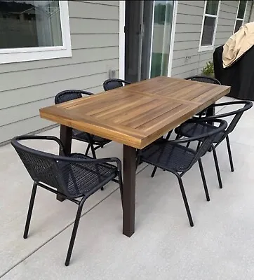 New Large 6-8 Person Solid Wood Dining Table Modern Farmhouse Industrial • $389.99