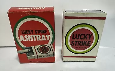 Vintage Lucky Strike Cigarettes Metal Ashtray With Original Box Pocket Size • $24.99