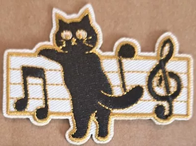 Kitten With Music Notes Embroidered Iron On Patch • $6.80