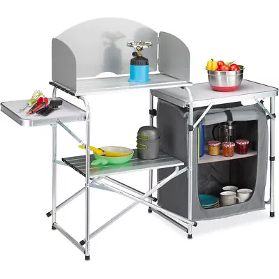 Aluminium Camping Table Folding Portable Outdoor Camping Kitchen Cook Unit W/Bag • £65.95