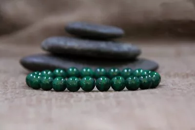 Natural Malachite Stone Bracelet Green Gemstone Stretch Bracelet Handmade • $12.40