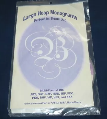 Katie Bartz Sewing Embroidery Machine Design CD Large Hoop Monograms 26 Designs • $17.96