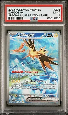 PSA 9 MINT - Zapdos Ex 202/165 Scarlet & Violet 151 Special Illustration Rare  • $35