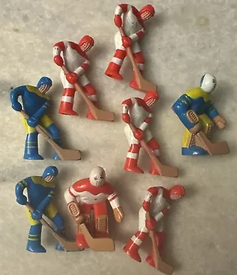 Vintage Solid Plastic Miniature Table Hockey Players Figure 2” H Toy Lot Of 8 • $29.99