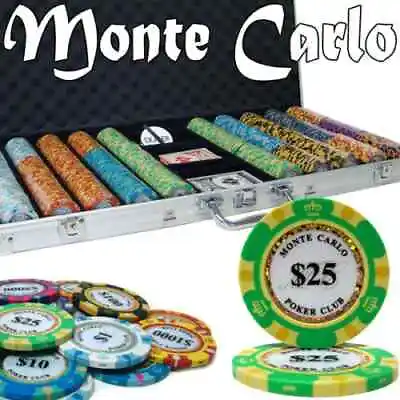 New 750 Monte Carlo Poker Chips Set With Aluminum Case - Pick Denominations! • $215.49