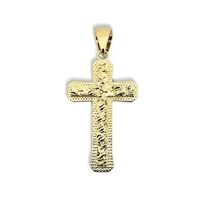 $519 • Buy Solid 14K Yellow Gold Nugget Cross, Mens Gold Cross Pendant Large 8.9 Grams 2.5 