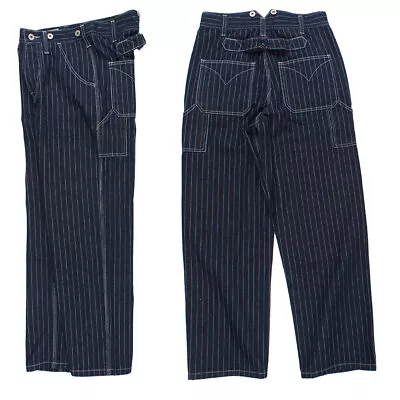 Vintage Men's Wabash Striped Jeans Straight Cargo Overalls Casual Denim Trousers • $42.31