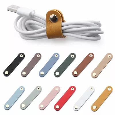 £2.09 • Buy Leather Cable Winder Earphone Cord Organizer Holder Charger Cable Protector Clip