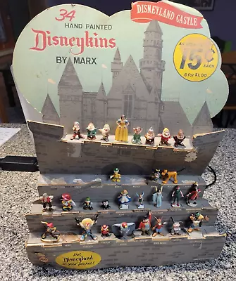 Vintage DISNEY Display Of DISNEYKINS By MARX 1960 Handpainted Figurines • $475