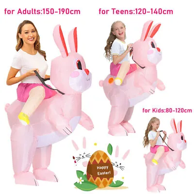 Kid Adult Inflatable Riding Rabbit Costume Blow Up Suit Easter Bunny Fancy Dress • £19.84