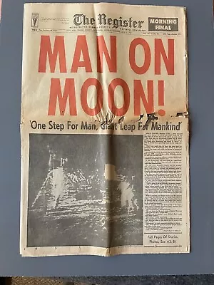 Vintage Newspaper. ‘MAN ON MOON’! • $10