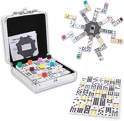 Mexican Train Dominoes Game Double 12 Dominoes Set Colored Number With Case • $38.35