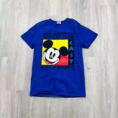 VINTAGE 90s Disney Mickey Mouse Double Sided Shirt Size Small S Mens Blue 1990s • $15.99