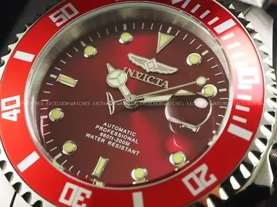 Invicta Men's 47mm PRO DIVER AUTOMATIC 24J RED DIAL Coin Edge Bezel Silver Watch • $99.99