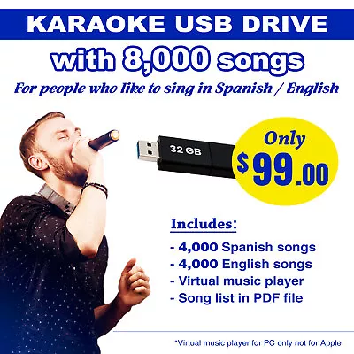 USB Drive With 8000 Karaoke Songs • $99