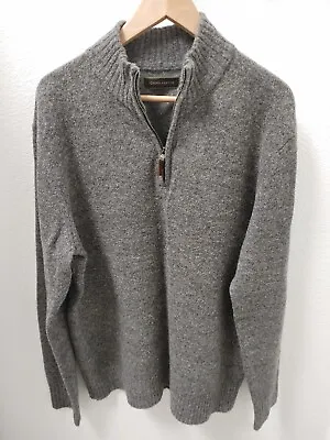 Joseph Abboud Men's Extrafine Wool 1/4 Zip Sweater Heather Gray L Hong Kong • $24.97