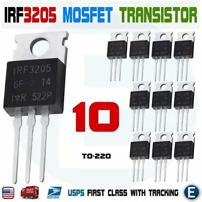 10pcs IRF3205 IR MOSFET N-CHANNEL 55V/110A TO-220 HEXFET Power Transistor IRF • $5.50