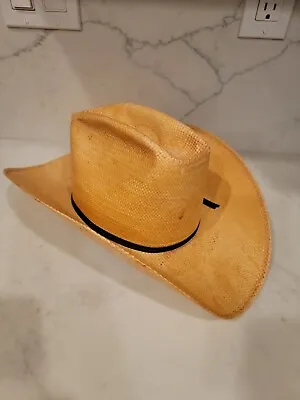 Vtg Resistol 6 7/8 Oval Shape Lapaloma Panama Straw Cowboy Hat With Band Western • $29.88