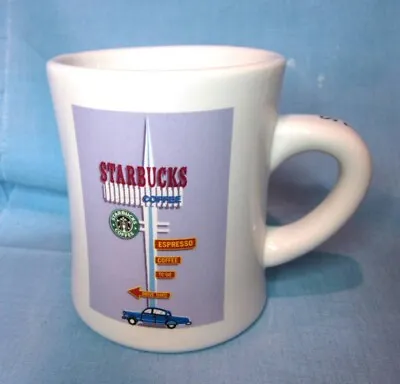 Vintage Starbucks 2001 Barista Retro 1960's Drive Thru Diner Coffee Mug Heavy • $9.85