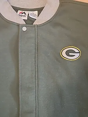 Vintage Green Bay Packers Jacket Mens 4XL Green Bomber Coat NFL Majestic  • $33.99