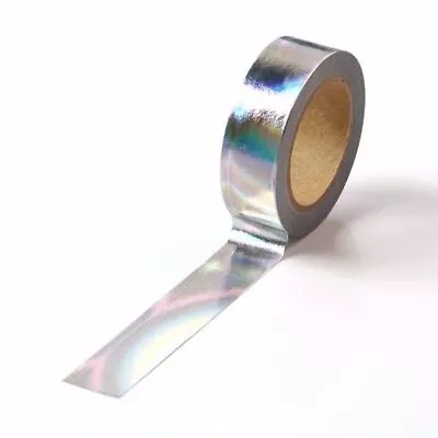 $5.50 • Buy Washi Tape Foil Silver Holographic Metallic Gilded 15mm X 10m