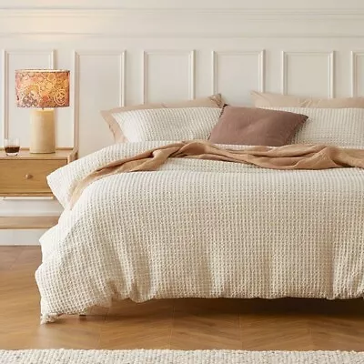 Adairs Ren Waffle Oatmeal Quilt Cover Separates • $54