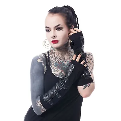 Poizen Industries Lethal Arm Warmers Steampunk Gothic Punk Straps AAW-LETHAL-B-1 • $21.99