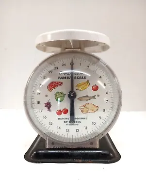 Vtg American Family 25 Lb Enameled Metal And Plastic Farmhouse Kitchen Scale • $32