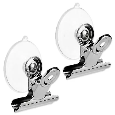 £7.39 • Buy 2x SUCTION CUP BULLDOG CLIPS 50mm Car Window Grip Paper Memo List Map Holders