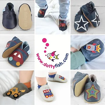 Dotty Fish Soft Leather Baby Shoes Toddler First Walking Shoes Boys 0-6m-4-5yrs  • £13.99