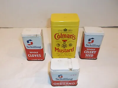 Lot Of 4 Vintage Schilling & Coleman's Assorted Spice Tins • $15.95