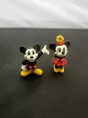 Vintage Walt Disney 2.25  MICKEY & 2.5  MINNIE MOUSE PVC Figurines • $15