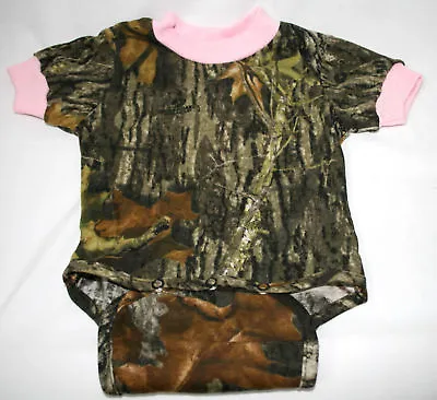 Mossy Oak Camo Pink Baby Diaper Shirt Girl Camouflage Snap Creeper • $12.95