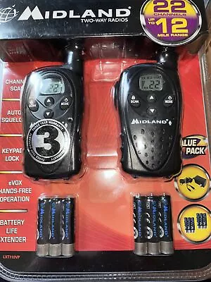 Midland Two-Way Radios LXT110VP 22 Channels Up To 12 Mile Range • $24