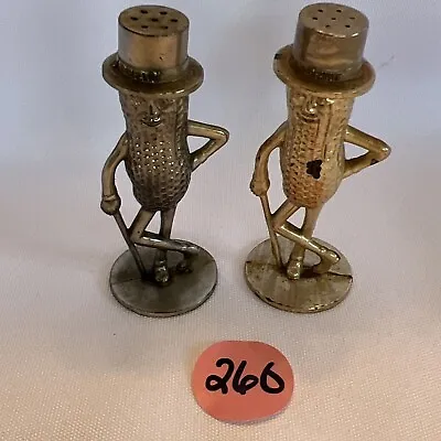 Vintage Mr Peanut Salt And Pepper Shakers Silver & Gold Plastic Made In Canada • $14.40