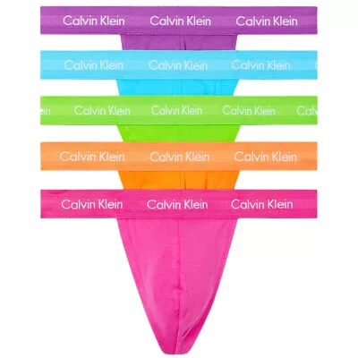 Calvin Klein Cotton Stretch Limited Edition Thongs 5-Pack NB3913 Colours • $119.95