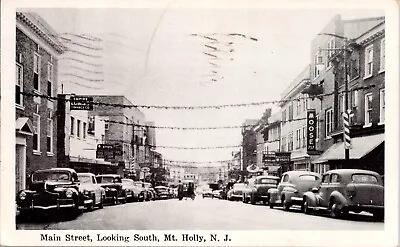 MT HOLLY NEW JERSEY NJ Main Street Automobiles Businesses C1958 Early Postcard • $17.94