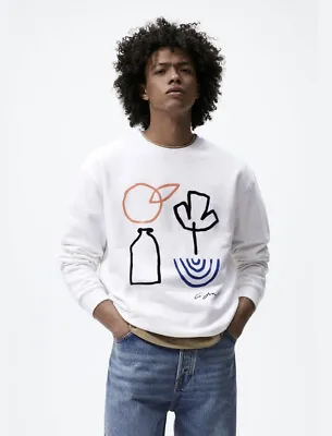 Zara Unisex Graphic Printed Crew Neck Sweater Size Small • $9.99