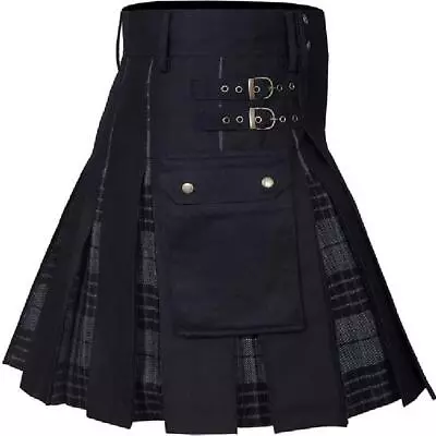 Kilts Men's Utility Kilt For Men Modern Hybrid Cotton & Tartan Kilts Scottish= • $23.99