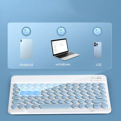 Wireless Bluetooth Keyboard Mouse Portable Retro Circular Button For PC Ipad Mac • $26.05