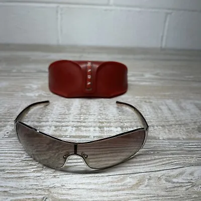 Vintage PRADA Oversized Wrap Sunglasses SPR 53H 1BC-6S1 115 With Red Prada Case • $99.98